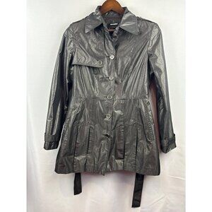 Women’s Attitude by Jay Manuel Size 12 Shiny Black/Grey Trench Coat with Removab
